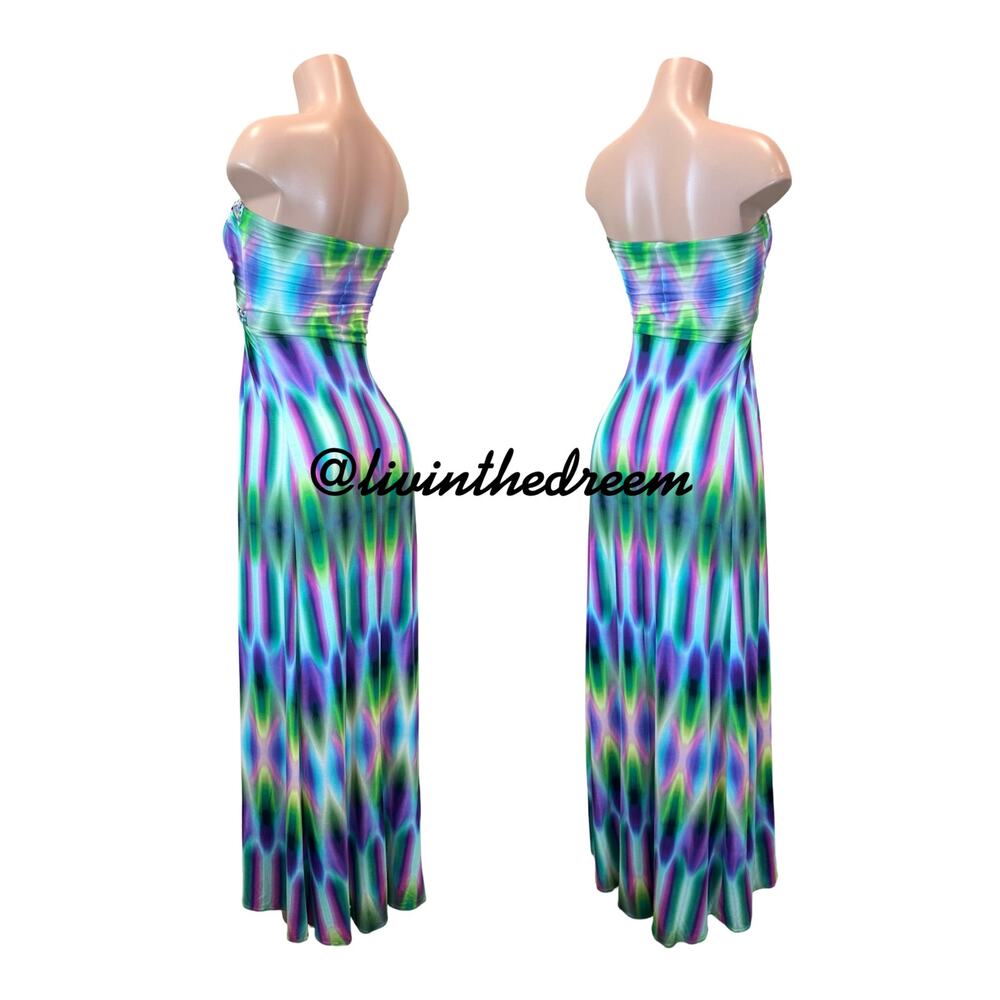 Sky Brand Saadet Embellished Braid Accent Abstract Maxi Dress SZ S - Picture 6 of 8